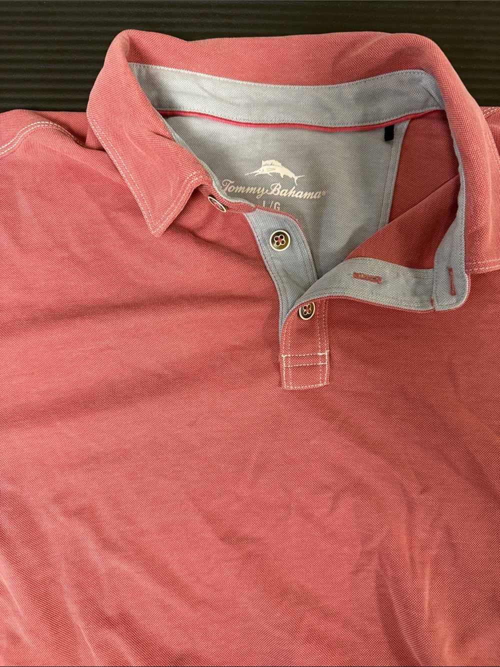 Tommy Bahama Men's Coral-Red Polo with Contrast Trim
